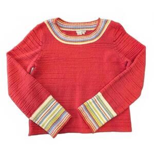 Royal Robbins Women's Large Red Striped Outdoor Colorful Sweater